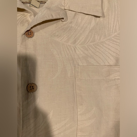 Jamaica Jaxx Mens Silk Button Down Shirt, Palm Print, Large, Good Condition - Picture 4 of 16